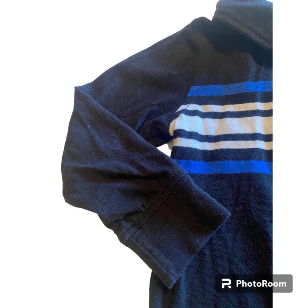 Old Navy‎ boy's long sleeve Polo black, blue and white striped shirt sz 4t